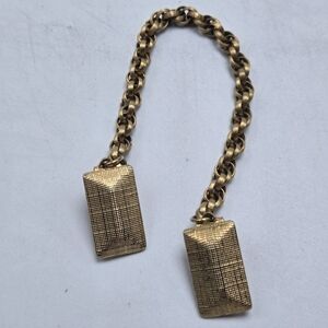 60's Textured Gold Tone Sweater Clips Flower Chain Sweater Guards Accessories